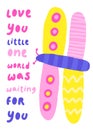 Cute doodle birthday, baby shower card Royalty Free Stock Photo