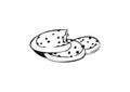 Cute food biscuits doodle vector