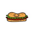 Doodle burger with smiling face.