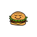 Doodle burger with smiling face.
