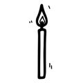 Cute doodle burning long candle. Holiday symbol