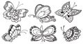 Cute doodle butterfly characters