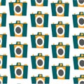 Photo camera vector colorful flat seamless pattern Royalty Free Stock Photo