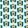 Photo camera vector colorful flat seamless pattern Royalty Free Stock Photo