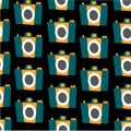 Photo camera vector colorful flat seamless pattern Royalty Free Stock Photo