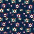 Photo camera vector colorful flat seamless pattern Royalty Free Stock Photo