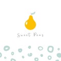 Cute doodle card, postcard, tag, poster with sweet pear, abstract elements.