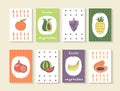 Cute doodle cards, brochures with fruits