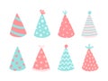 Cute doodle cartoon illustration with party hats Royalty Free Stock Photo