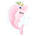 Cute doodle dolphin with watercolor illustration Royalty Free Stock Photo