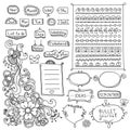 Cute doodle floral elements for planner or diary Royalty Free Stock Photo