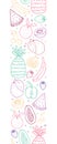 Cute doodle fruits seamless pattern, hand drawn background with pineapple, melon, kiwi and more - great for textiles, wrapping,