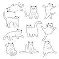 Cute doodle funny cats set. Fat cat characters in different poses. Royalty Free Stock Photo