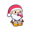 Cute doodle head santa with funny pose