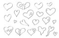 Cute doodle heart cartoon icons and objects. Royalty Free Stock Photo