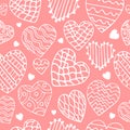 Cute doodle heart seamless pattern. Royalty Free Stock Photo