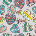 Cute doodle heart seamless pattern. Royalty Free Stock Photo