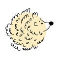 Cute doodle hedgehog on white background