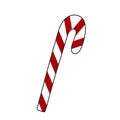 Cute doodle illustration of a classic Christmas peppermint candy cane.