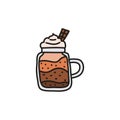 Cute doodle layered coffee drink or milkshake. Royalty Free Stock Photo