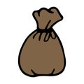 Cute doodle moneybag. Hand drawn icon of pouch. Vector illustration