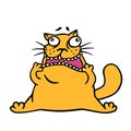 Cute doodle orange cat looks like a jerk. Vector illustration