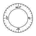 Cute doodle plastic circular protractor ruler with outline. Hand drawn tool for drawing and measurement degrees. School Royalty Free Stock Photo