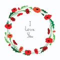 Cute doodle poppy wreath vector illustration Royalty Free Stock Photo