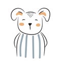 Cute doodle puppy illustration. Simple hand drawn baby animal for apparel prints. Royalty Free Stock Photo