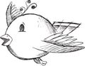 Cute Doodle Sketch Bird Vector