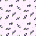 Cute doodle style lavender flowering plants vector seamless pattern background for nature and cosmetics design Royalty Free Stock Photo