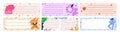 Cute doodle style papers, horizontal page designs for notepad, notebook. Blank framed backgrounds, long banners set with