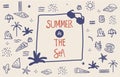 cute doodle summer banner background Royalty Free Stock Photo