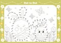 Cute dot to dot game for kids with easter theamed character - bunny painting egg. Printable worksheet Royalty Free Stock Photo