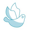 Cute dove flying icon
