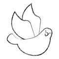 Cute dove flying icon