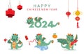 cute 2024 dragon character for Chinese new year.vector illustration for graphic design Royalty Free Stock Photo