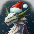Cute dragon with Christmas hat Royalty Free Stock Photo