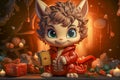 Cute Dragon Creature Collecting Coins in Autumn Setting