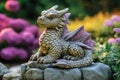 Stone Dragon Statue in a Garden Royalty Free Stock Photo