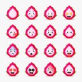 Cute dragon fruit with emoticons set