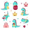 Cute dragon icon set, vector isolated illustration Royalty Free Stock Photo