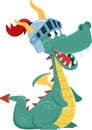 Cute Dragon Knight Cartoon Character With Helmet Royalty Free Stock Photo