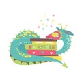 Cute dragon with stack of books