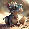 Cute Dragon Works In Offtse. Generative AI Royalty Free Stock Photo