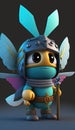 Cute Dragonfly Animal Warrior 3D Game Model Generative AI