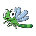 Cute dragonfly cartoon on white background