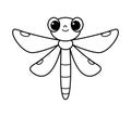 Cute Dragonfly Coloring Page Cartoon Vector Illustration