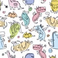Cute colorful dragons pattern