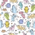 Cute colorful dragons pattern